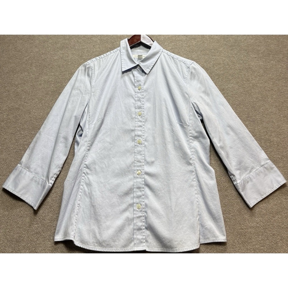 Banana Republic Women's Shirt Large Blue Long Sleeve Cuffed Sleeve Button Up GUC